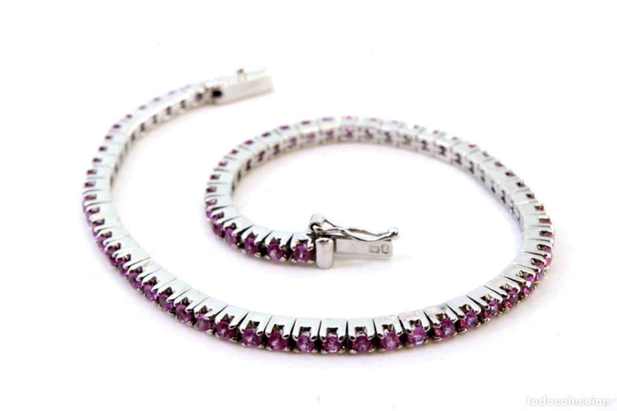 Joyeria: Pulsera de oro blanco de 19,2K con rub&iacute;es. - Foto 2