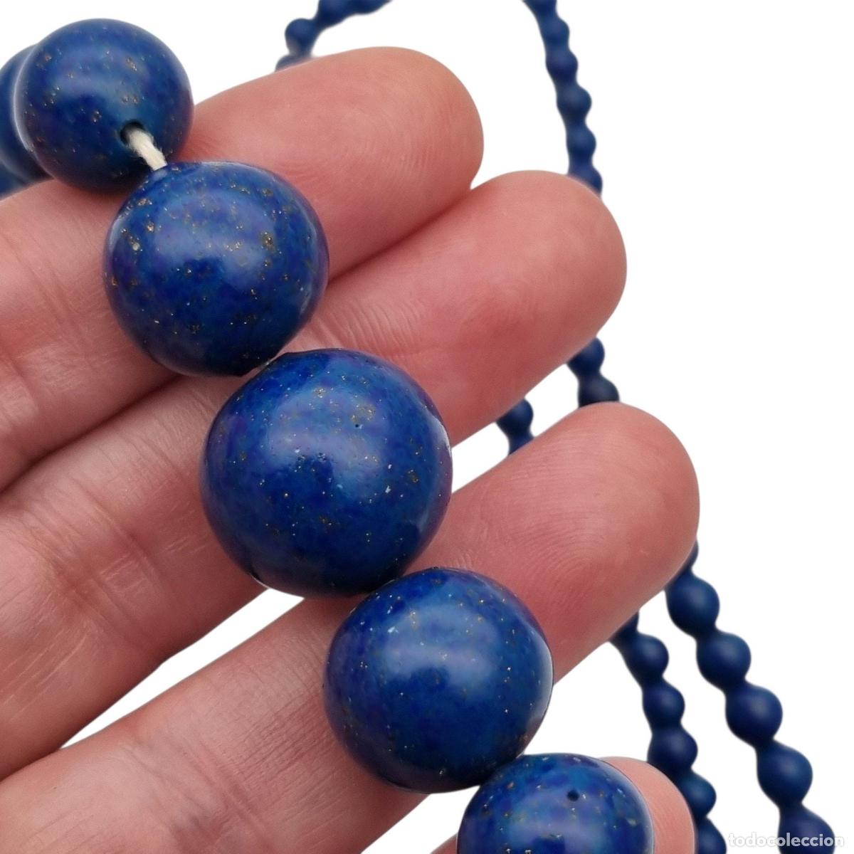 Joyeria: Collar vintage de lapisl&aacute;zuli con bolas degradadas azul