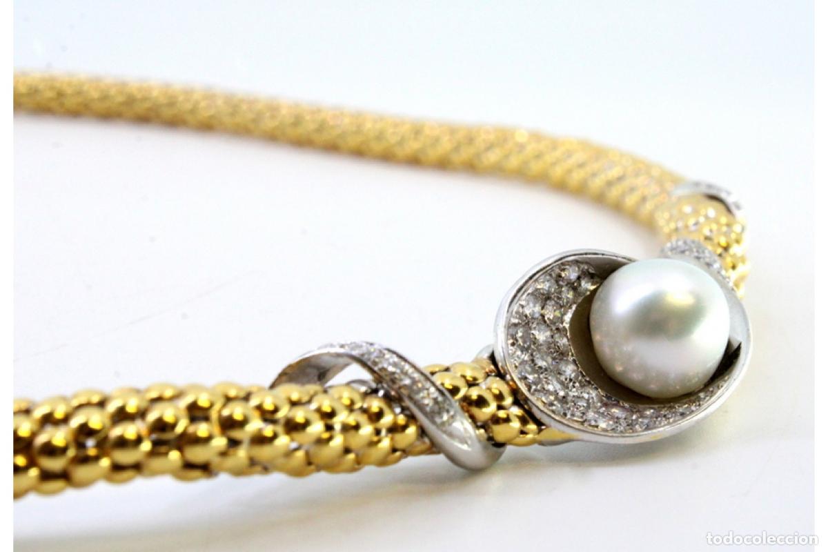 Joyeria: Collar de oro de 19,2 quilates con perla y diamantes - Foto 3