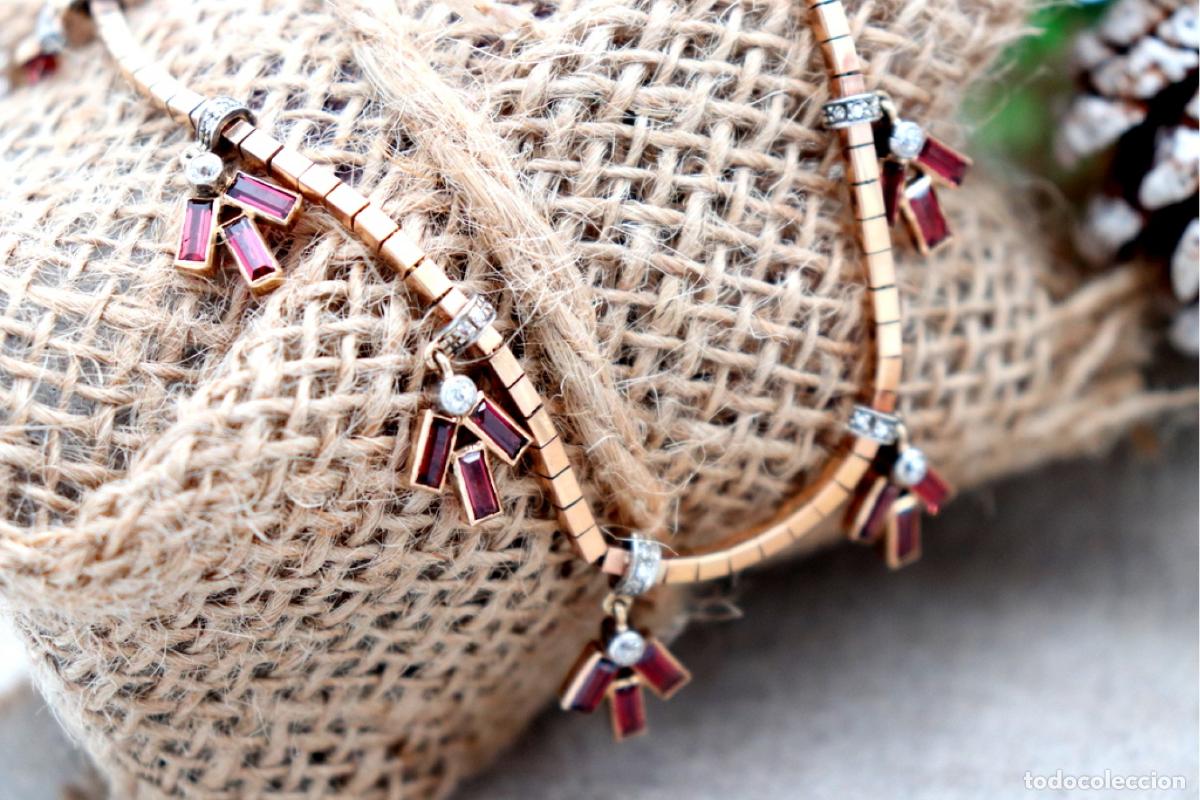 Joyeria: Collar de oro de 19,2 quilates con granates y diamantes - Foto 5