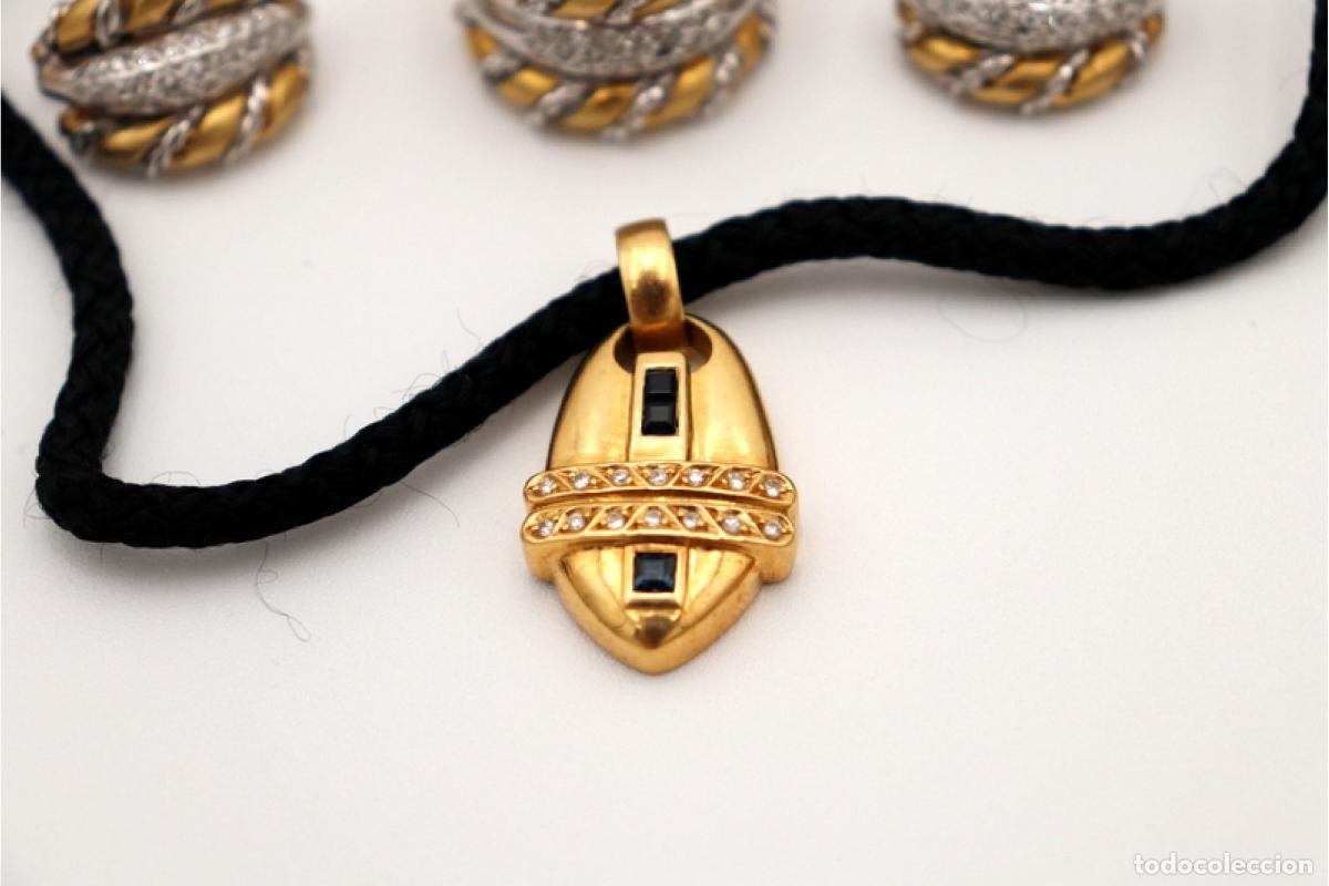 Joyeria: Conjunto de anillo y pendientes en oro bicolor de 19,2K con diamantes. - Foto 5