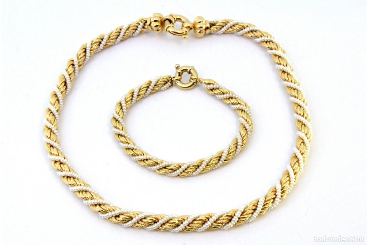 Joyeria: Pulsera y collar en oro de 19,2K con perlas. - Foto 5
