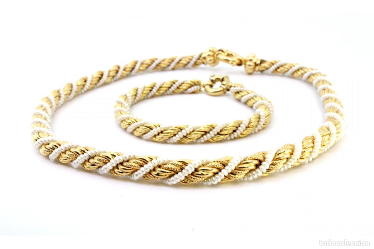 Joyeria: Pulsera y collar en oro de 19,2K con perlas. - Foto 9