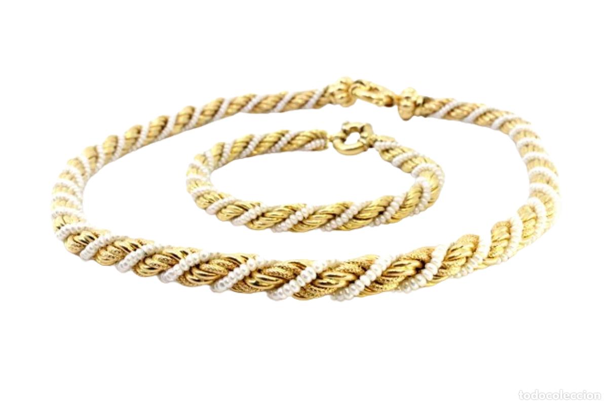 Joyeria: Pulsera y collar en oro de 19,2K con perlas. - Foto 1