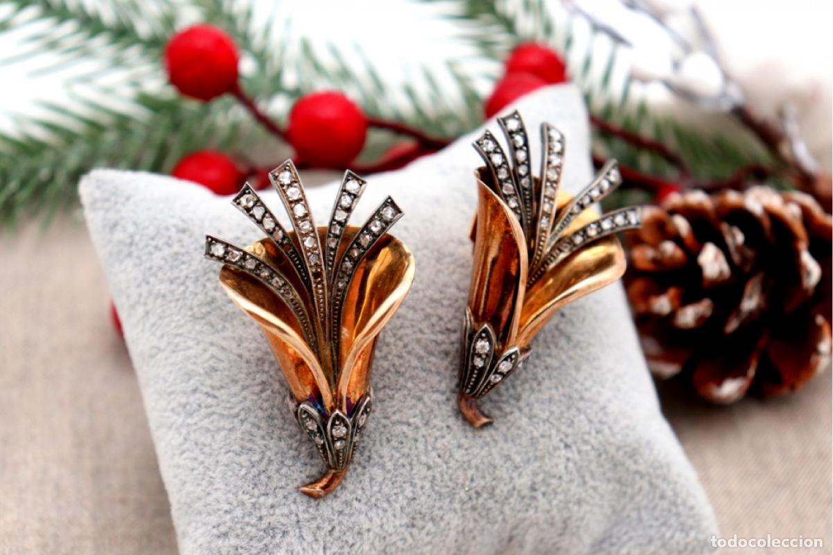 Schmuck: Juego de broches en oro y plata de 19,2K con diamantes.