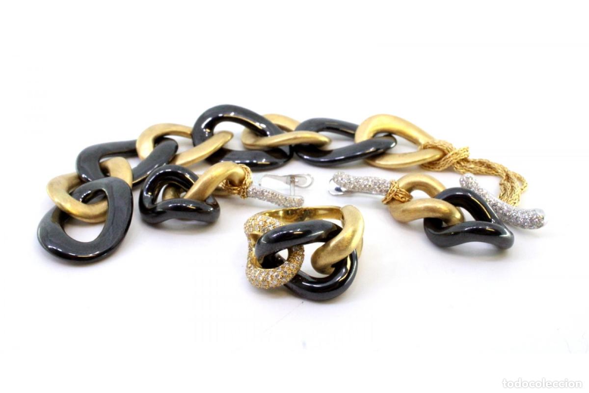 Joyeria: Conjunto de pulsera, anillo y pendientes en oro de 19,2K. - Foto 3