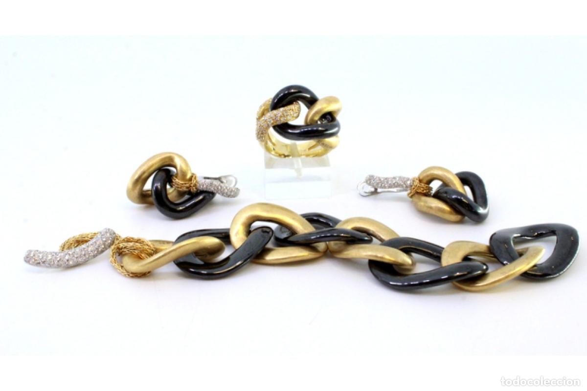 Joyeria: Conjunto de pulsera, anillo y pendientes en oro de 19,2K. - Foto 5