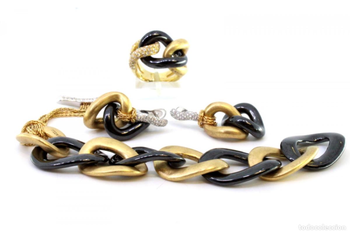 Joyeria: Conjunto de pulsera, anillo y pendientes en oro de 19,2K. - Foto 6