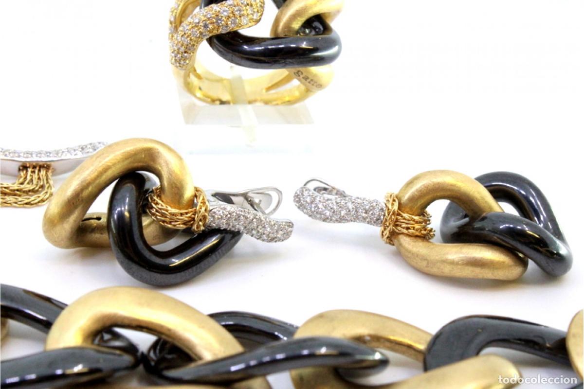 Joyeria: Conjunto de pulsera, anillo y pendientes en oro de 19,2K. - Foto 7