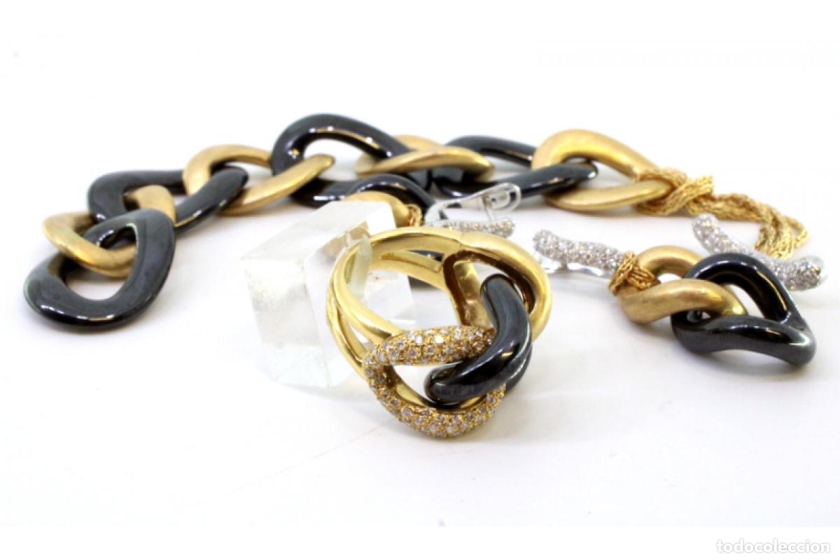 Joyeria: Conjunto de pulsera, anillo y pendientes en oro de 19,2K. - Foto 11