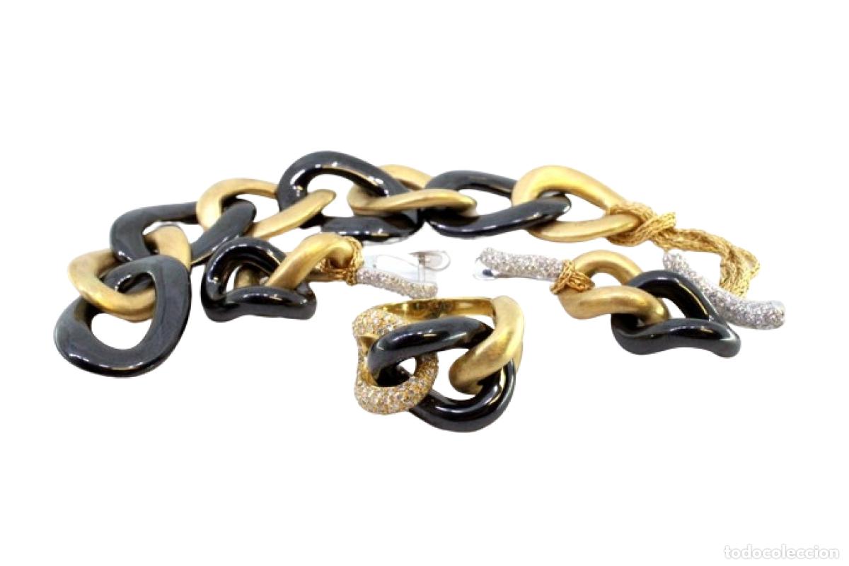 Joyeria: Conjunto de pulsera, anillo y pendientes en oro de 19,2K. - Foto 1