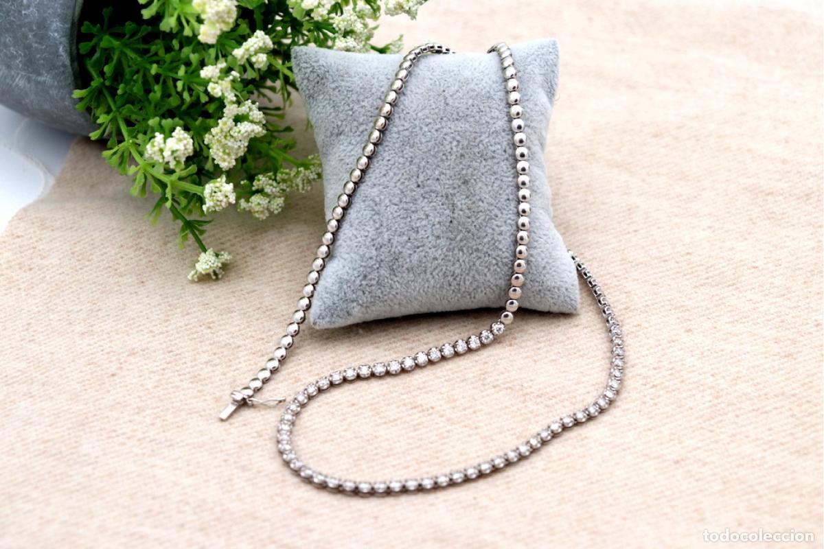 Joalharia: Gargantilla de oro blanco de 18 quilates con diamantes.