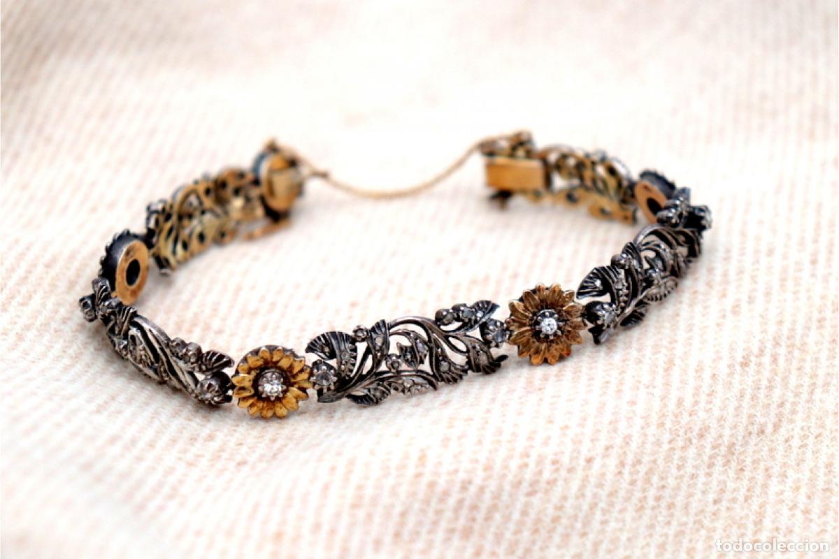 Joyeria: Pulsera de oro y plata de 14K con diamantes. - Foto 3