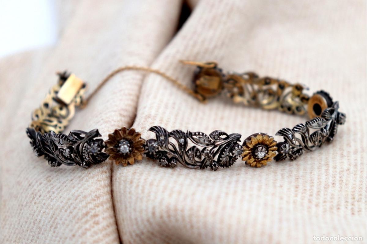 Joyeria: Pulsera de oro y plata de 14K con diamantes. - Foto 4
