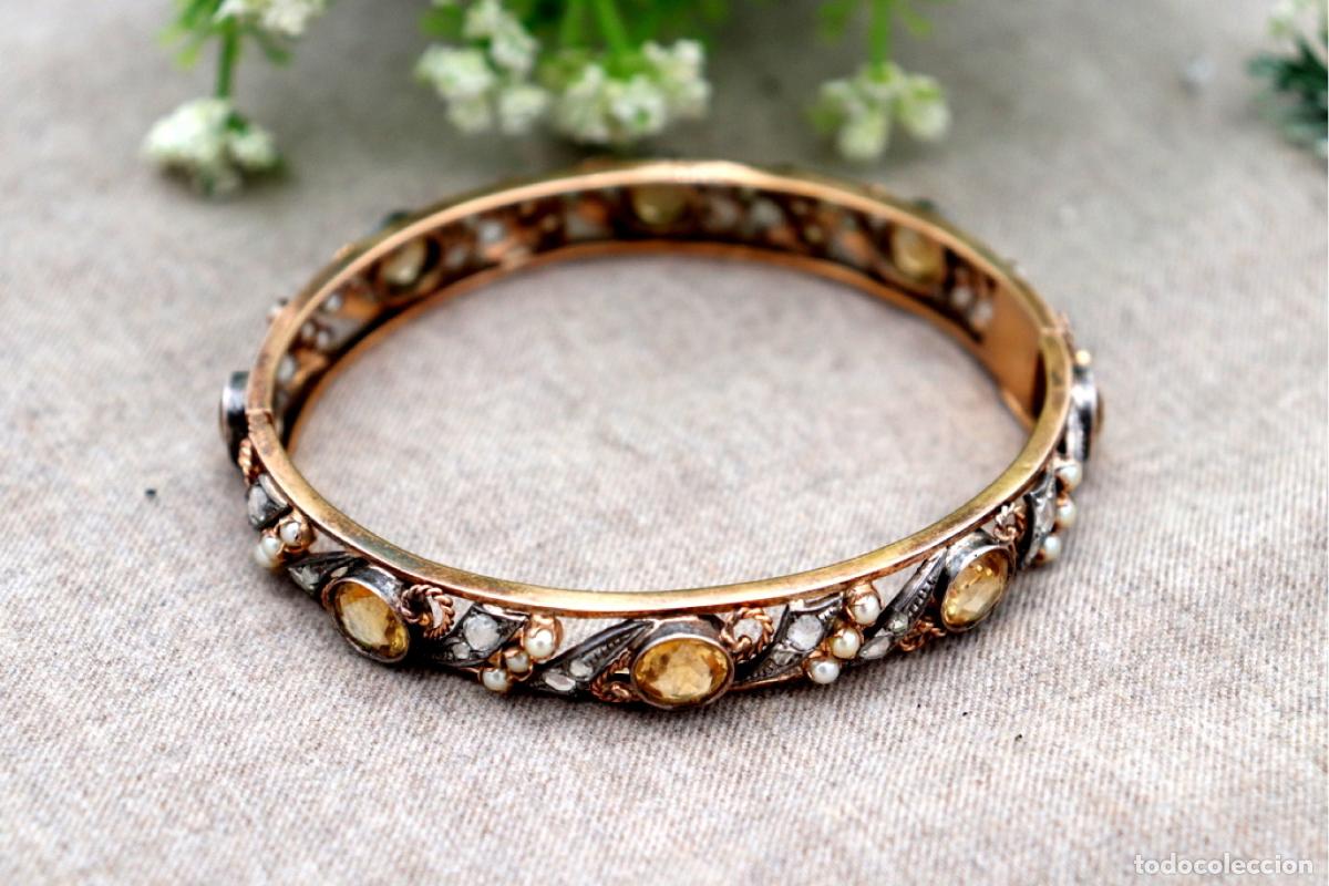 Joyeria: Pulsera de Oro 19,2K con diamantes, perlas y piedras citrinas.