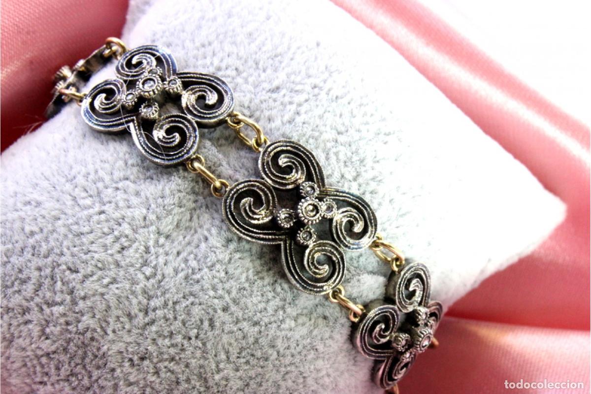 Joyeria: Pulsera en oro de 19,2K y plata con diamantes. - Foto 8