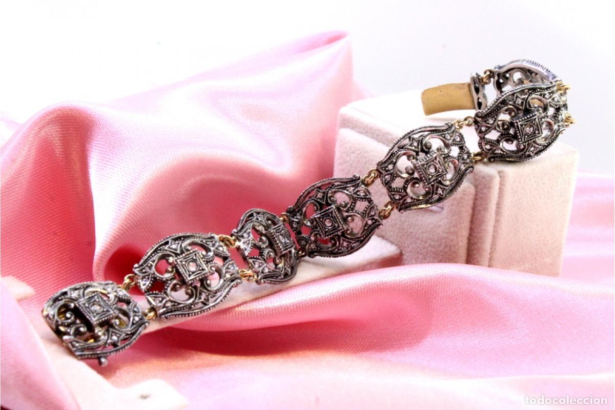 Joyeria: Pulsera en oro de 19,2K y plata con diamantes. - Foto 4