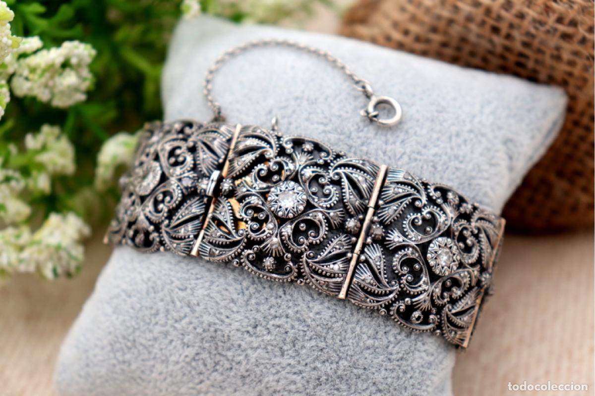 Joyeria: Pulsera de oro y plata de 19,2 quilates con diamantes - Art D&eacute;co