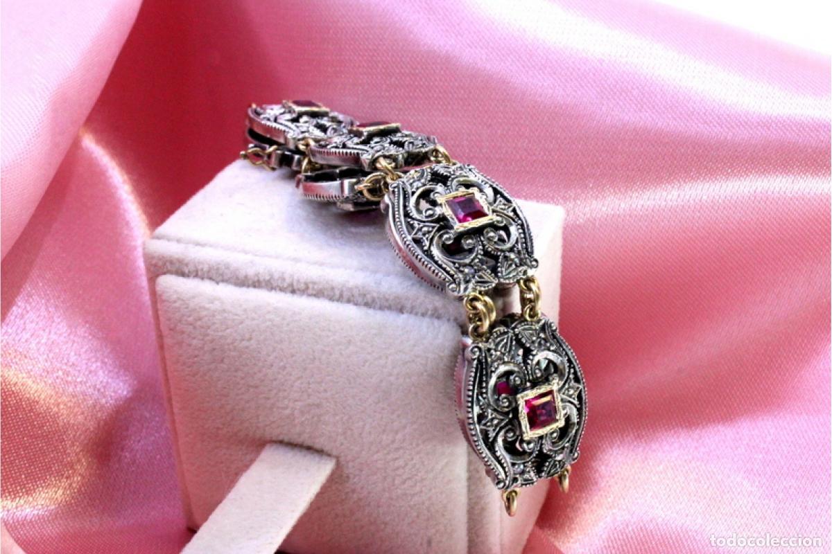 Joyeria: Pulsera en oro y plata de 19,2K con diamantes y rub&iacute;es. - Foto 2
