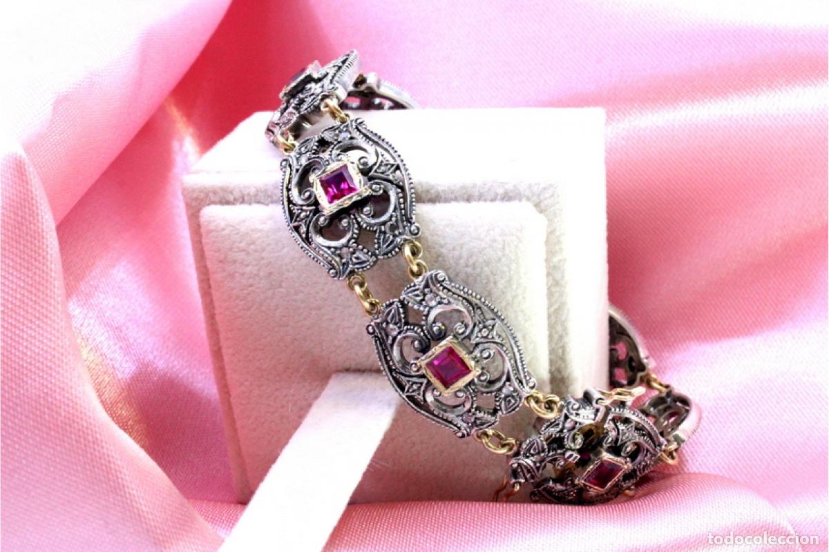 Joyeria: Pulsera en oro y plata de 19,2K con diamantes y rub&iacute;es. - Foto 3