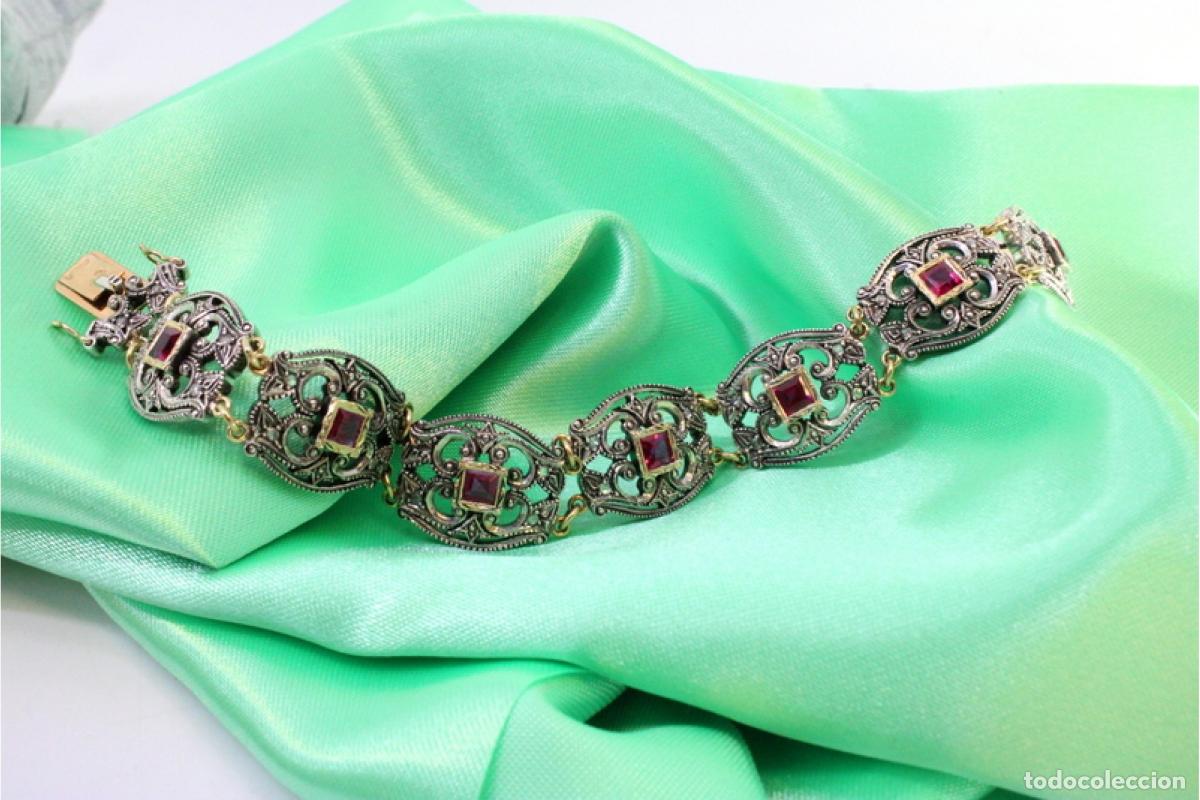 Joyeria: Pulsera en oro y plata de 19,2K con diamantes y rub&iacute;es. - Foto 6