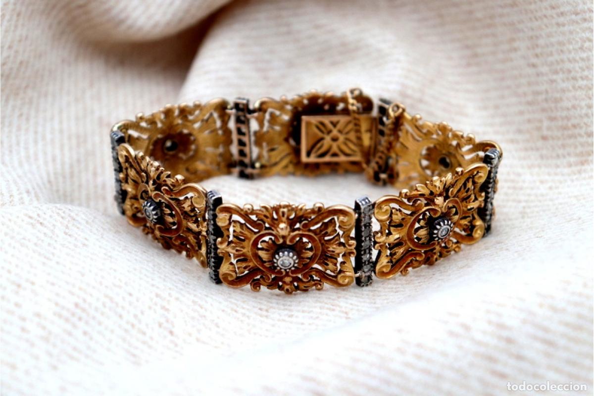 Joyeria: Pulsera en oro de 19,2K y plata con diamantes. - Foto 2