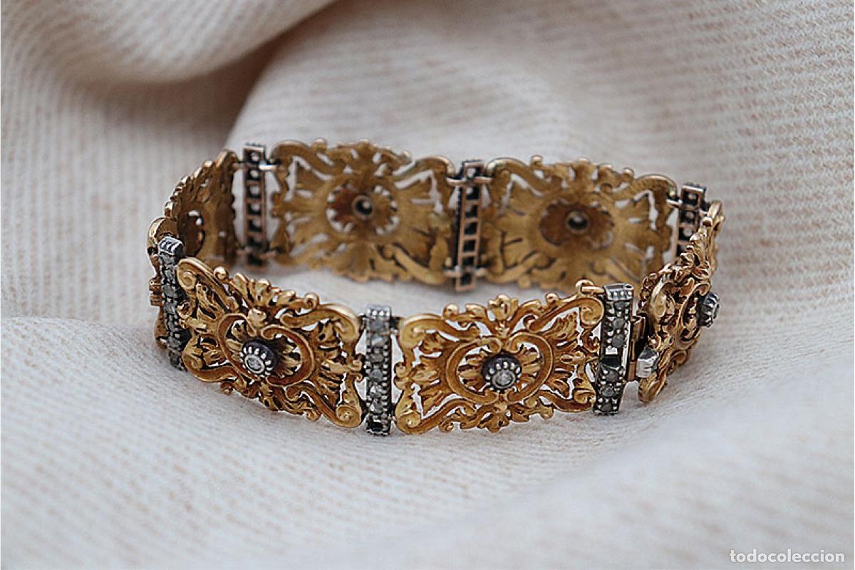 Gioielleria: Pulsera en oro de 19,2K y plata con diamantes.