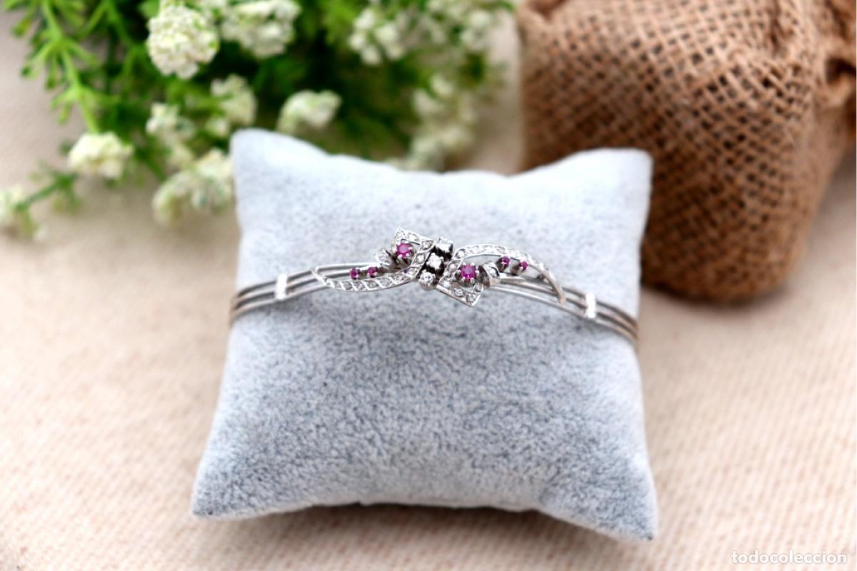Joyeria: Pulsera de oro blanco de 19,2K con diamantes. - Foto 4