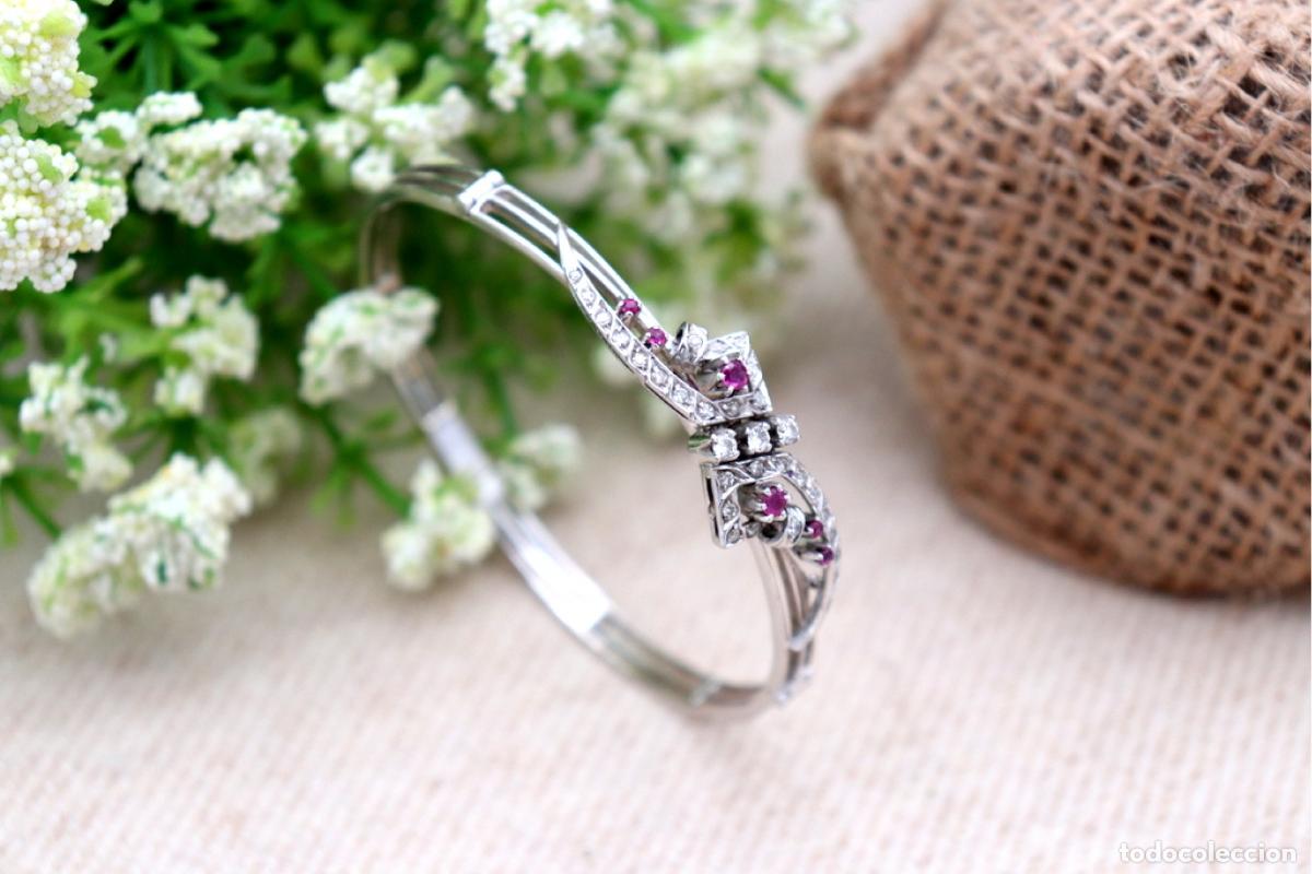 Joyeria: Pulsera de oro blanco de 19,2K con diamantes. - Foto 1