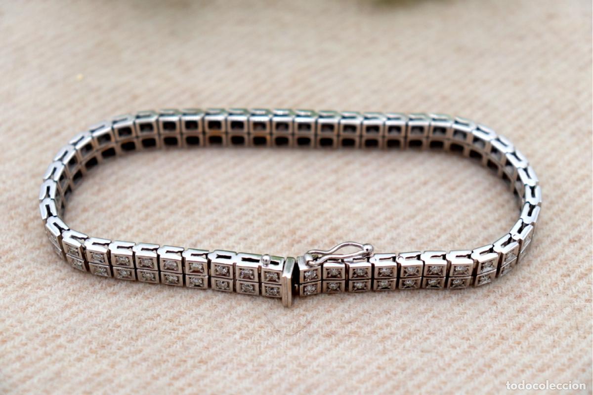 Joyeria: Pulsera de oro blanco de 19,2K con diamantes. - Foto 2