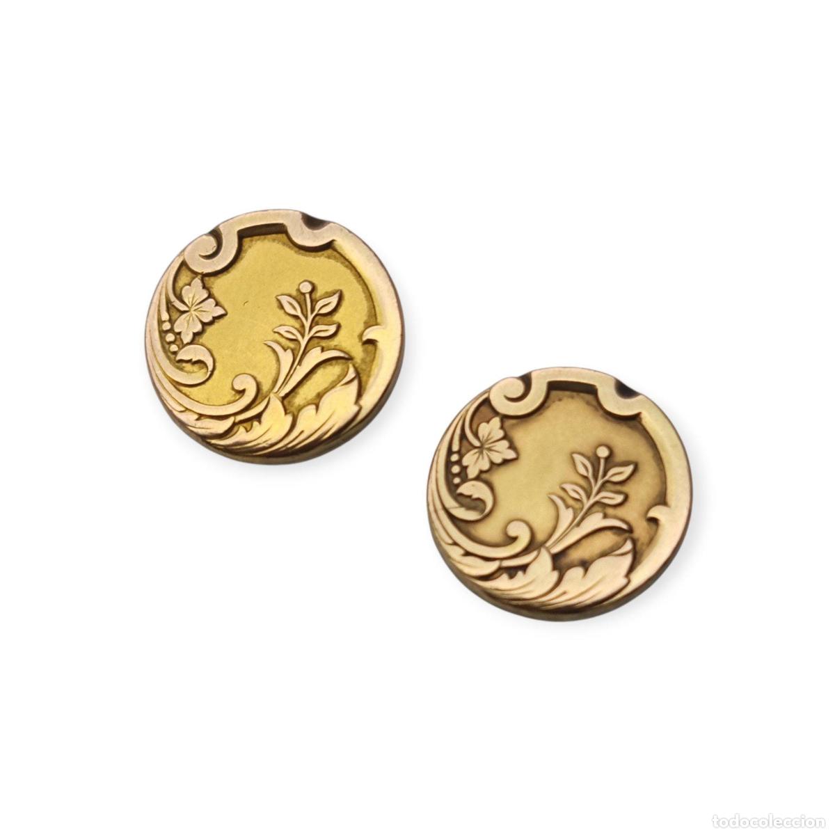 Joyeria: Gemelos Art Nouveau FIX laminados en oro con grabado floral, circa 1920