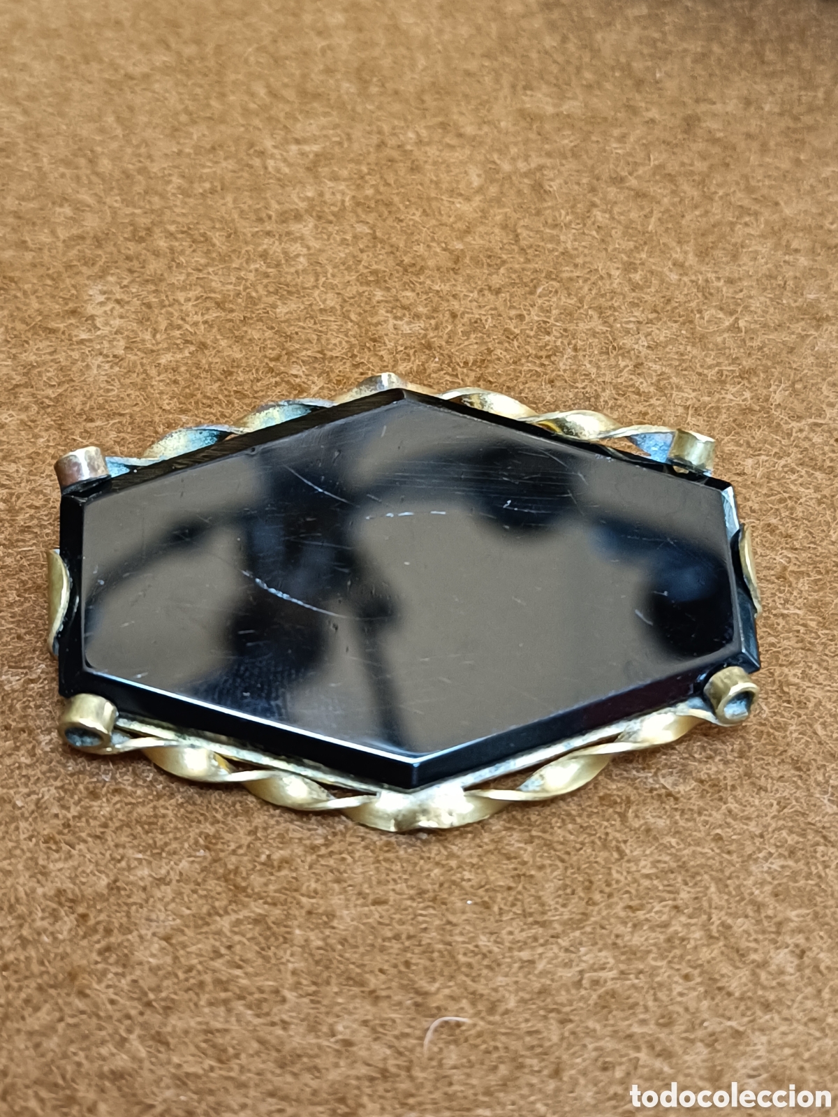 Joyeria: ANTIGUO BROCHE LUTO, LAT&Oacute;N Y AZABACHE . - Foto 2