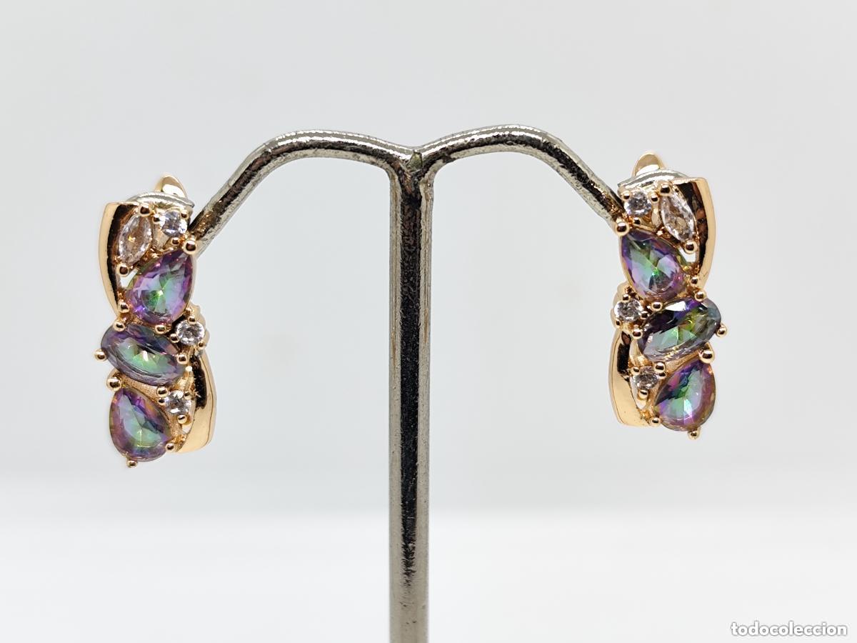 Joalharia: Preciosos pendientes en oro de 14k con topacios m&iacute;sticos