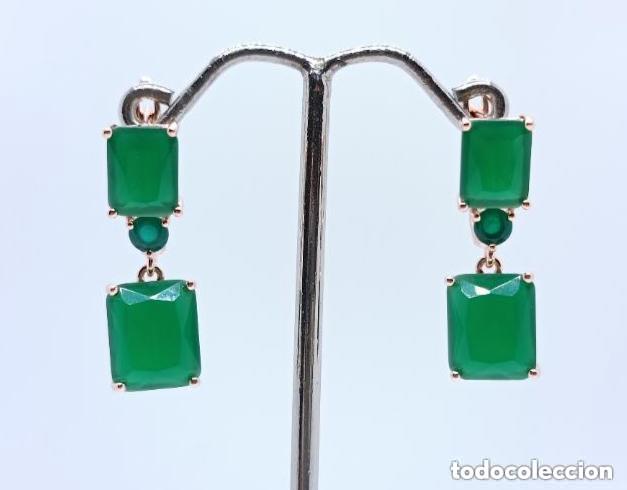 Joyeria: Hermosos pendientes en oro de 14k estilo art deco con esmeraldas