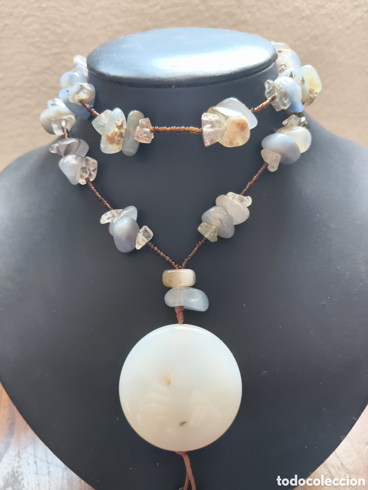 Joyeria: Largo collar de jade blanco y cuarzos naturales - Foto 1