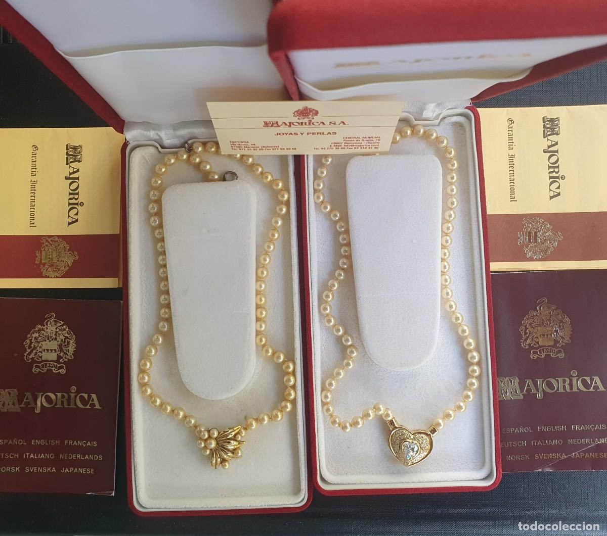 Joyeria: Lote 2 Collares Majorica Vintage (A&ntilde;os 80) - con Estuches y Garant&iacute;as originales