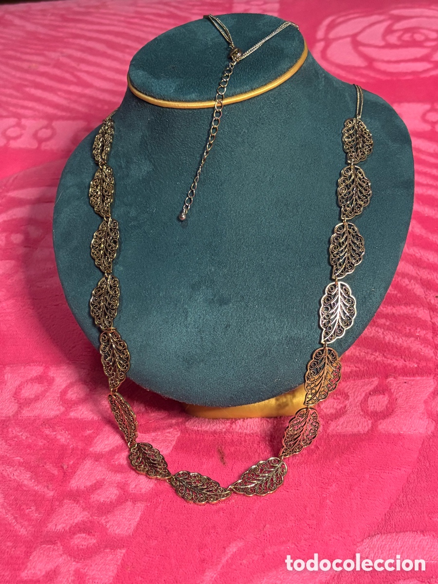 Joyeria: Collar hojas metal dorado