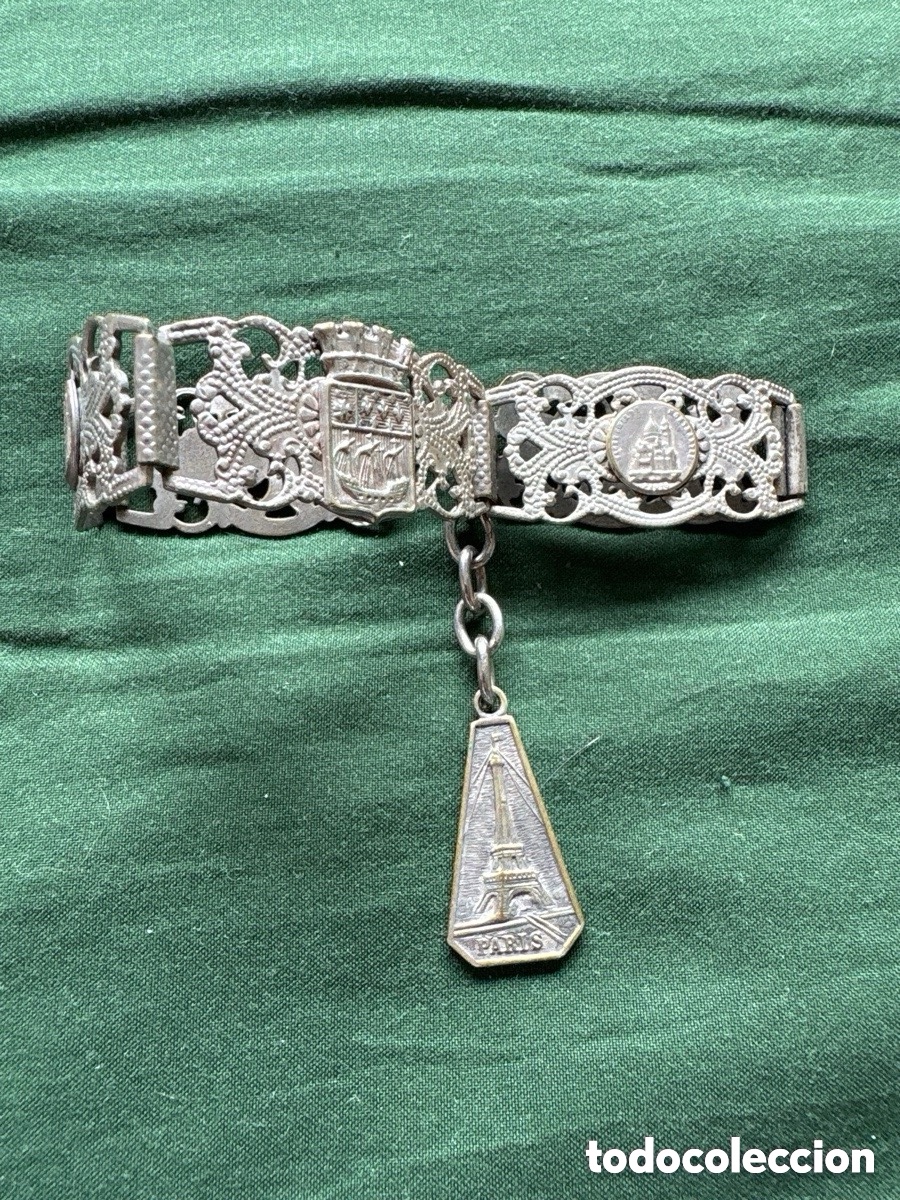 Schmuck: Antigua pulsera parisina calada en metal plateado (A5)