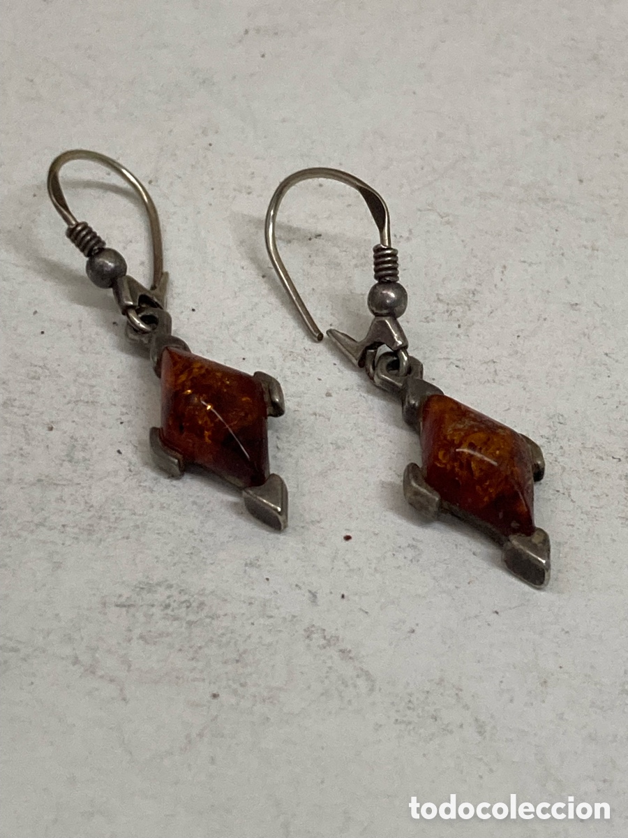 Joyeria: Pendientes de plata ambar P467