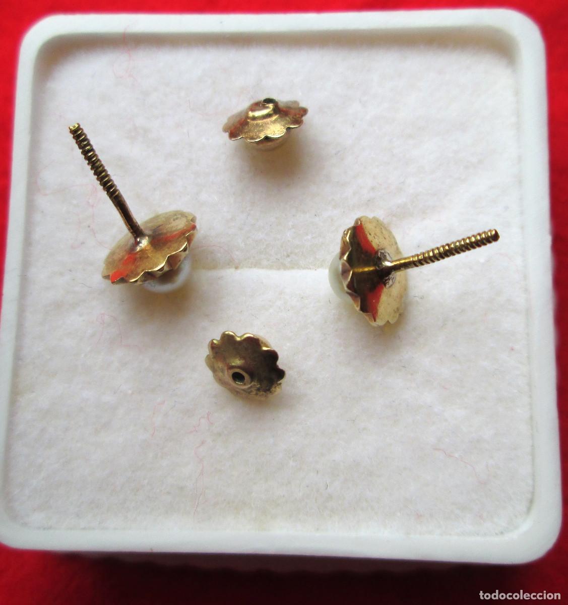 Joyeria: PENDIENTES DE ORO DE 18 KLTS. SOL CON PERLA - CIERRE DE ROSCA - SIN ESTRENAR - Foto 3
