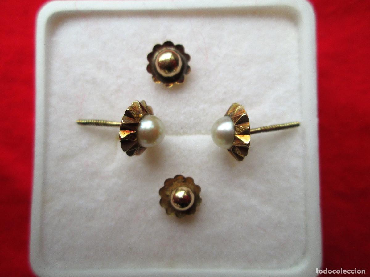 Joyeria: PENDIENTES DE ORO DE 18 KLTS. SOL CON PERLA - CIERRE DE ROSCA - SIN ESTRENAR - Foto 5