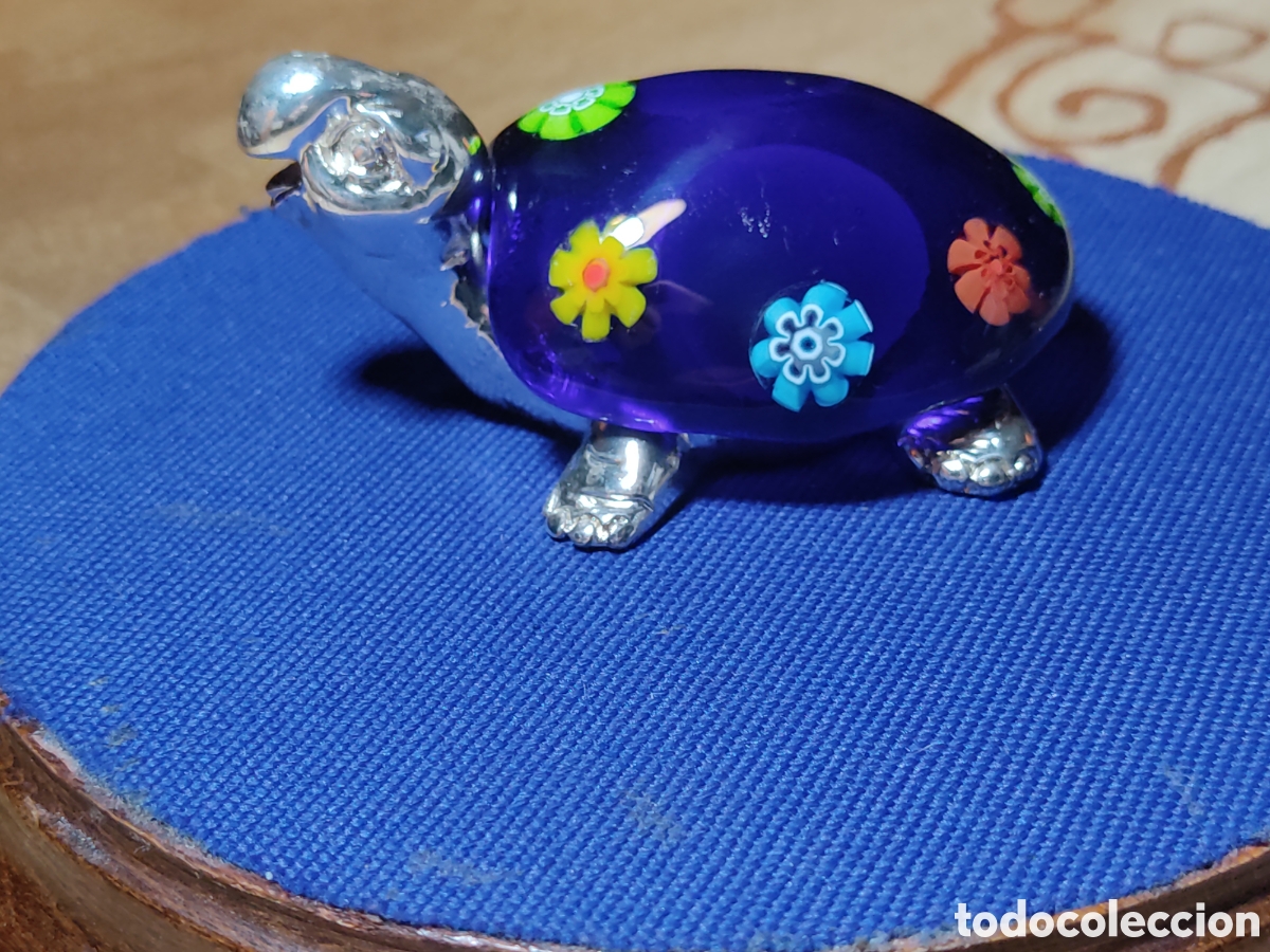 Joyeria: Tortuga de cristal de Murano y resina laminada en plata 1&deg; Ley.Vintage