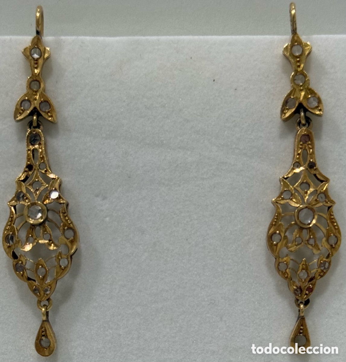 Schmuck: ANTIGUOS PENDIENTES ORO 18K Y ZAFIROS BLANCOS PPIOS 1900