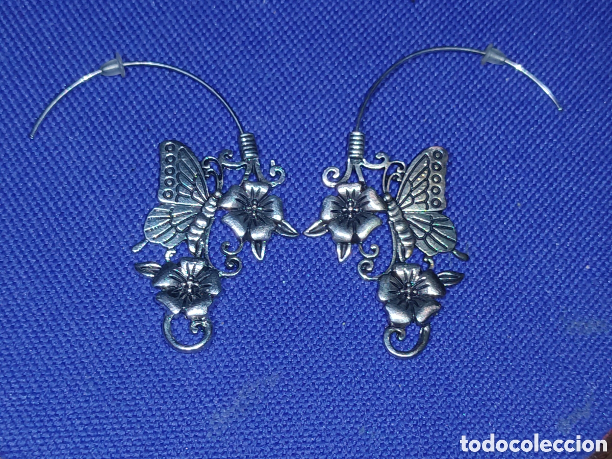 Joyeria: Pendiente mariposa y flores. - Foto 2