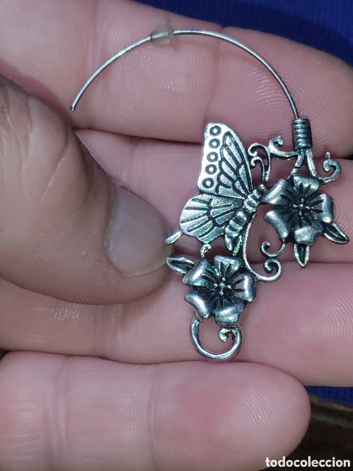 Joyeria: Pendiente mariposa y flores. - Foto 4