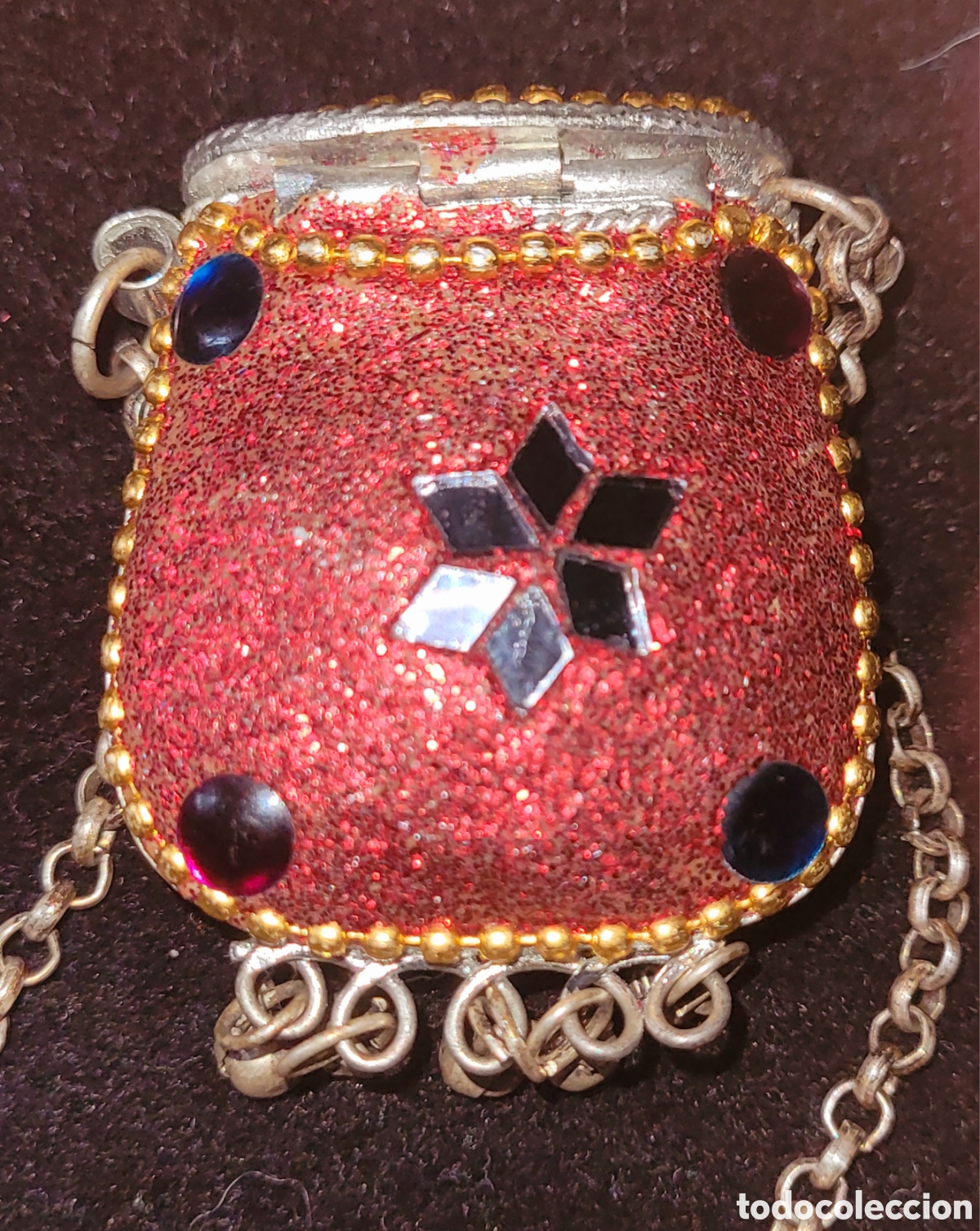Jewelry: Preciosa joya tibetana colgante amuleto metalico con tapa + con cadena