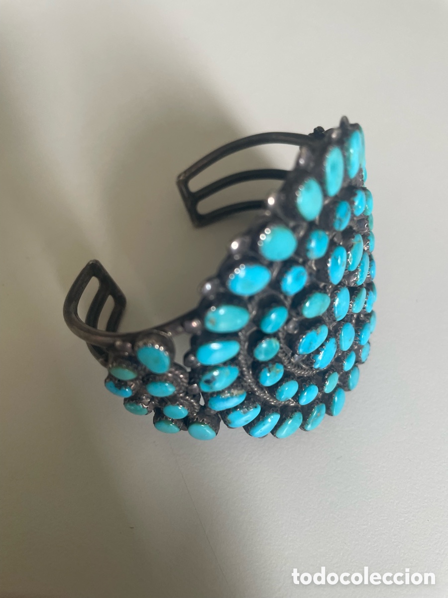 Joyeria: Brazalete plata y turquesas