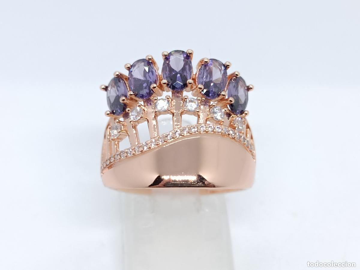 Joyeria: Impresionante anillo en oro de 14k de dise&ntilde;o con amatistas