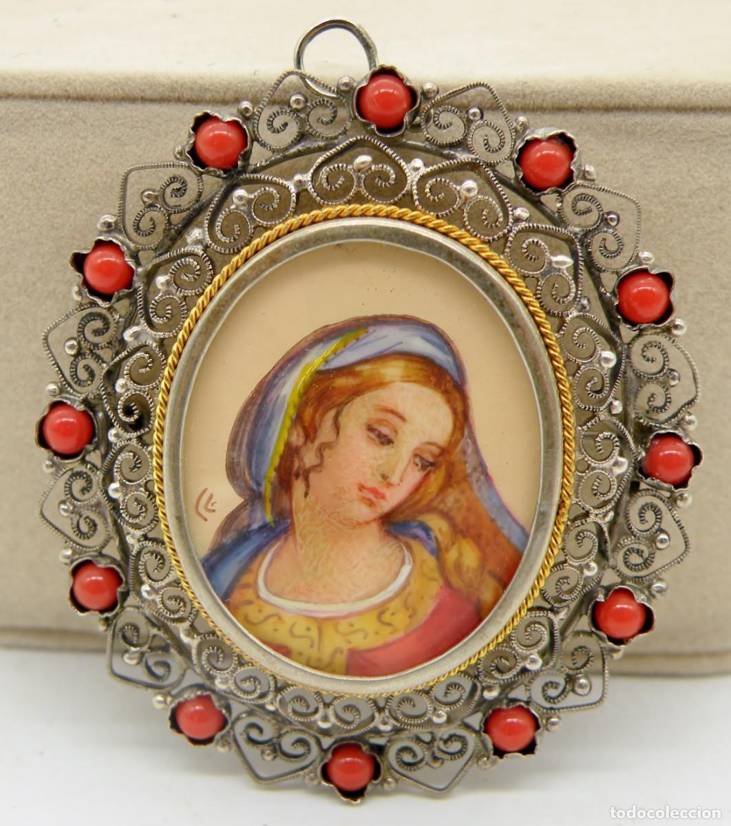 Schmuck: ANTIGUO CAMAFEO/COLGANTE/ BROCHE ITALIANO DE PLATA Y ESMALTE FIRMADO. SIGLOS XIX-XX. NUEVO