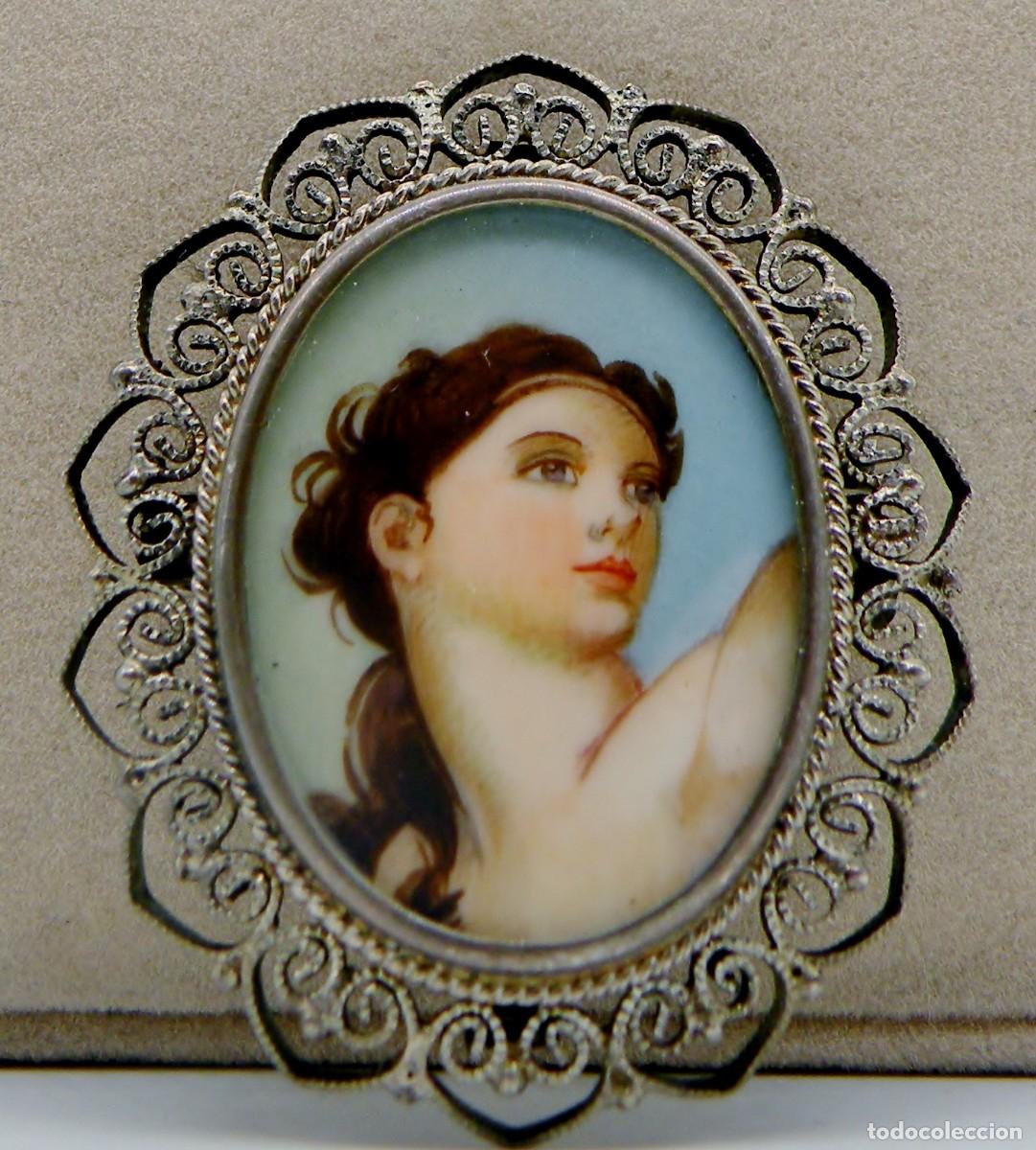 Schmuck: ANTIGUO CAMAFEO/COLGANTE ITALIANO DE PLATA Y ESMALTE PINTADO A MANO SIGLOS XIX-XX. NUEVO